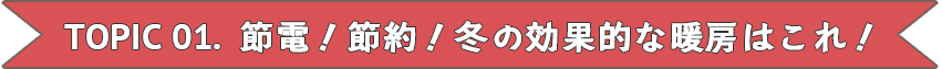 節電！節約！冬の効果的な暖房はこれ！